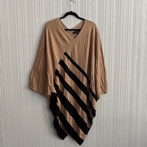 Lane Bryant tan & black striped poncho